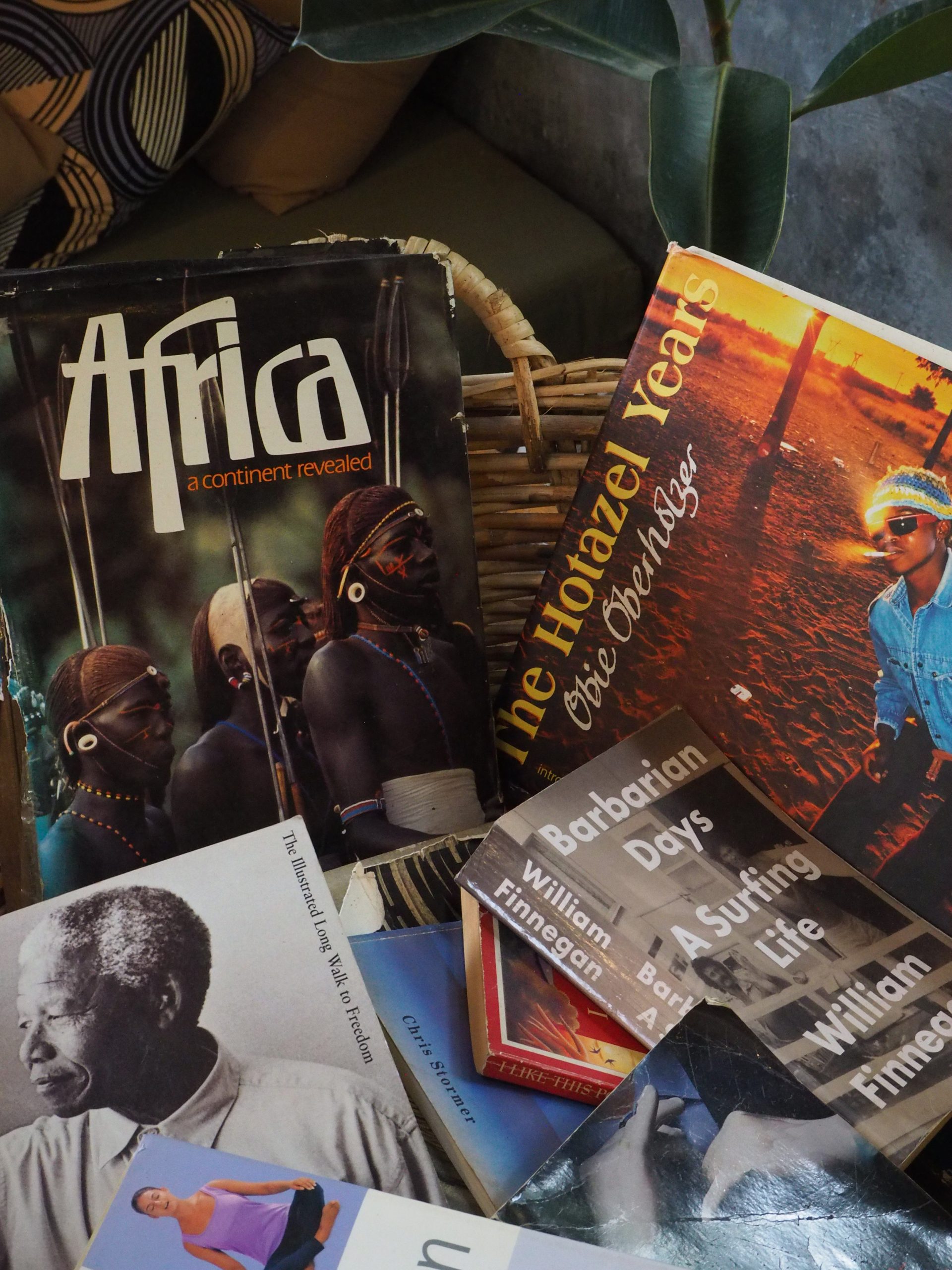 Close-up of books in a basket